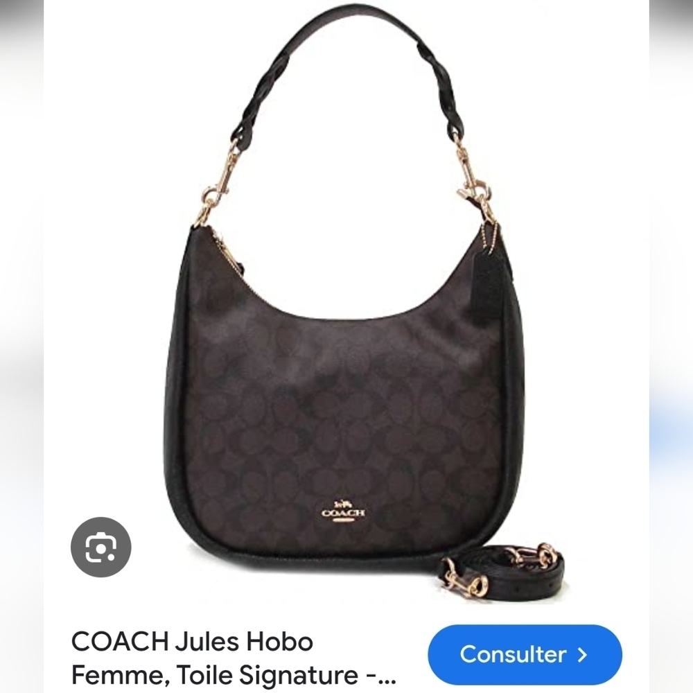 Coach Signature Jules Hobo Bag - Dark Brown Like New